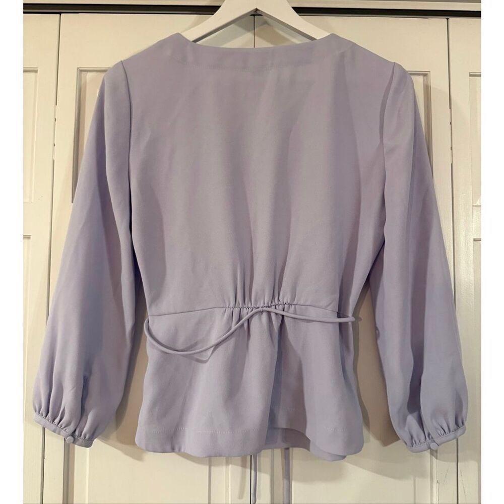 J.Crew lavender faux wrap puff sleeve blouse size 8 petite - Picture 3 of 8